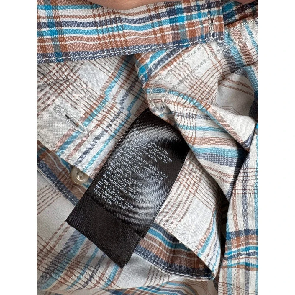 The North Face Plaid Short Sleeve Button Down Shirt Outdoors Hiking Fishing Trek